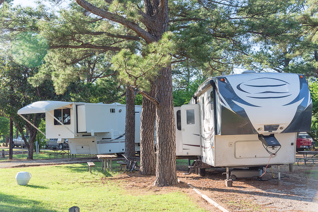 rv campground in texas with trees